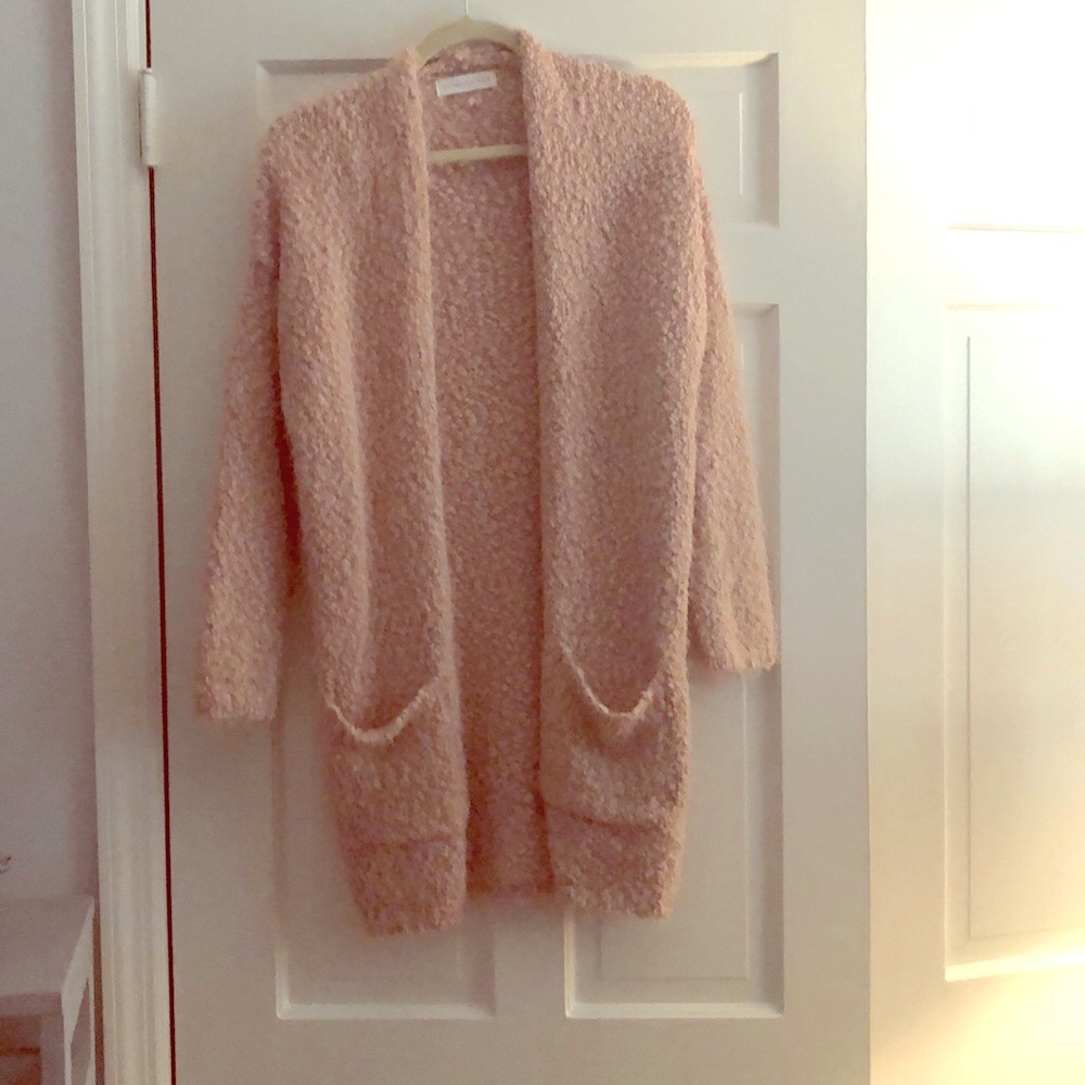 Pale pink long cardigan